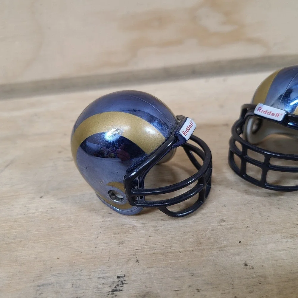St Louis Rams Tiny Miniature Riddell Football Helmet ‎ Lot of 2 Glossy, 3 bar